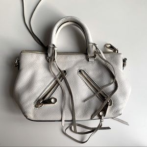 Rebecca Minkoff mini moto white leather satchel bag